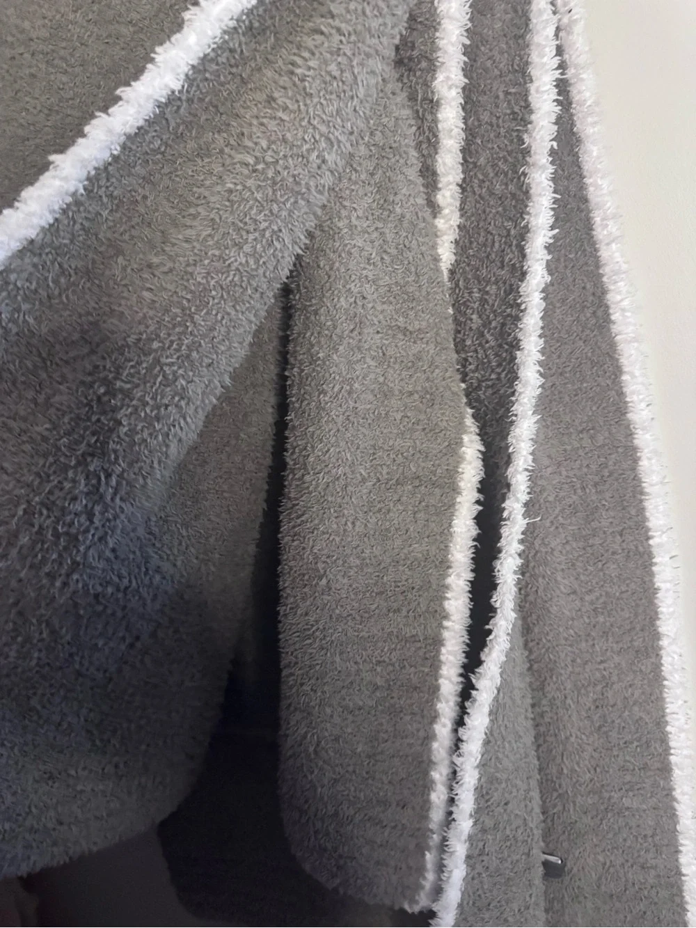 Barefoot dreams Cozy Plush Throw Blanket in Gray with White Trim